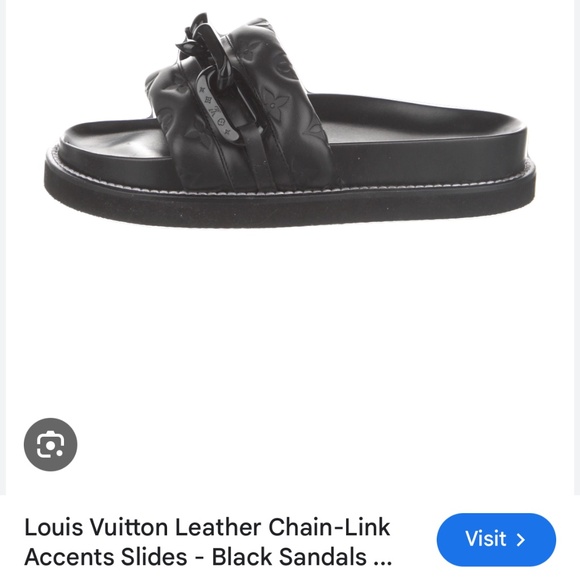 Louis Vuitton Leather Chain-Link Accents Slides - Picture 15 of 16
